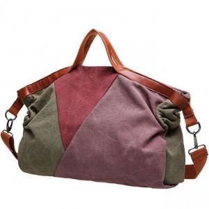 KA30 NASHIRA™ Canvastasche schultertasche Beuteltasche - purpurrot patchwork